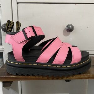 Dr Martens Blaire Sandals Womens 7 Pink‎ Lemonade Platform SoftWair NEW Shoes
